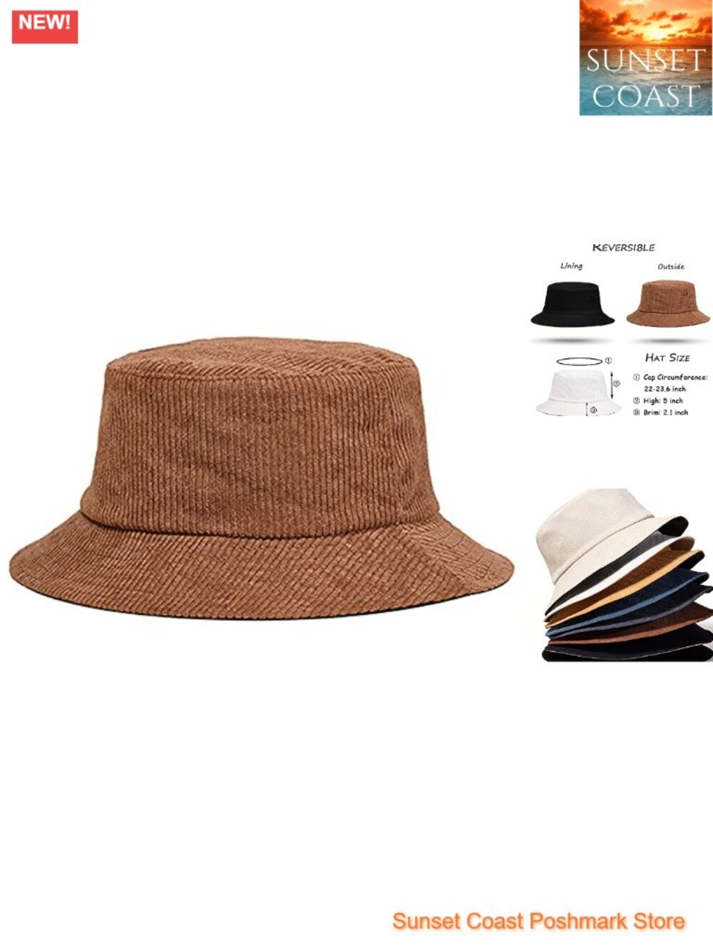 Reversible Cotton Twill Bucket Hat Unisex Outdoor Sun Fishing Cap